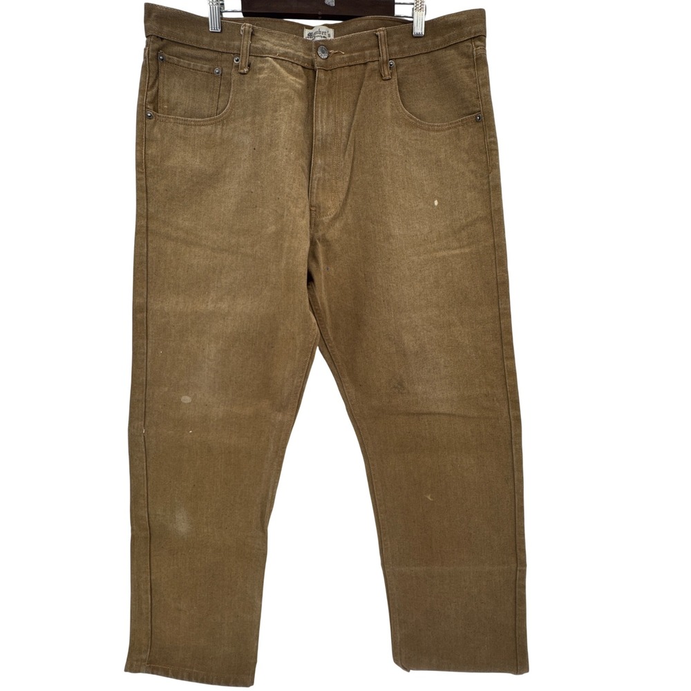 Members Property Mens Brown Duck Canvas‎ Jeans 40x34 Straight Leg Workwear